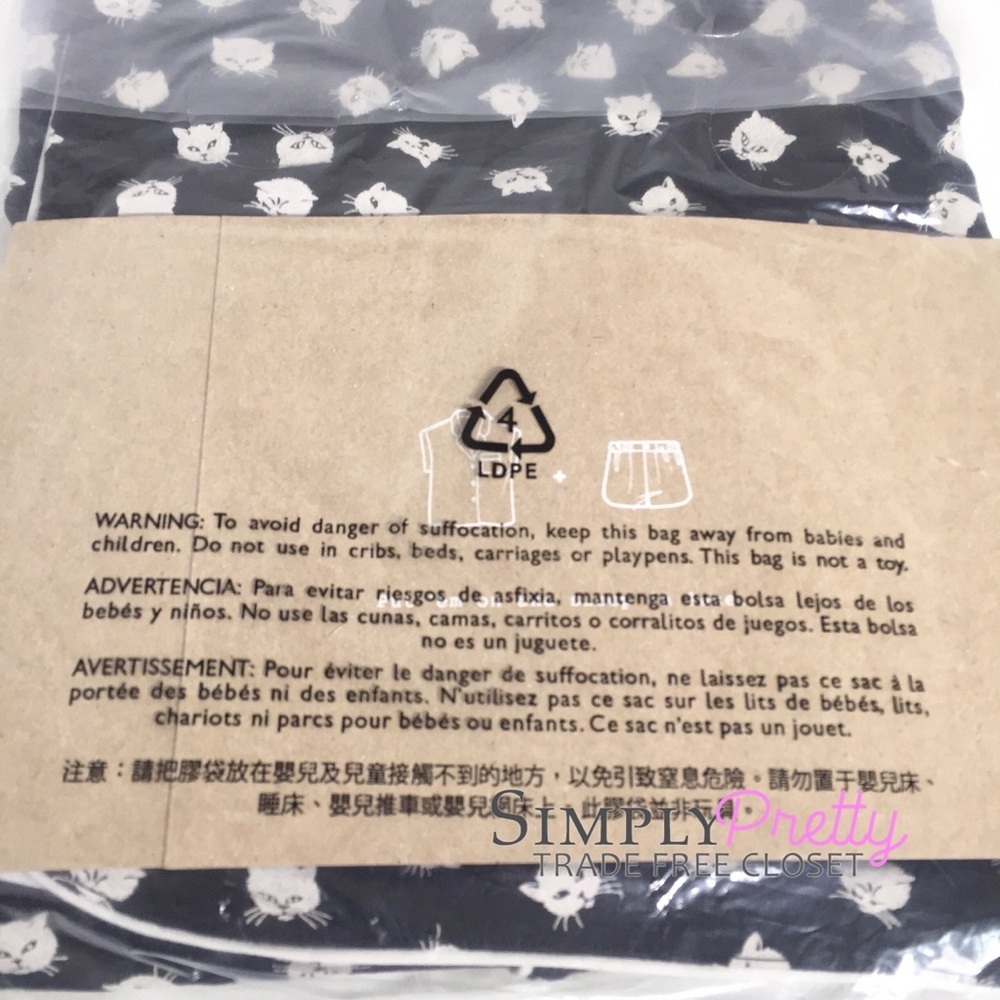 Madewell B/W Knit Bedtime Cat Person Pajamas Set M - Picture 7 of 7